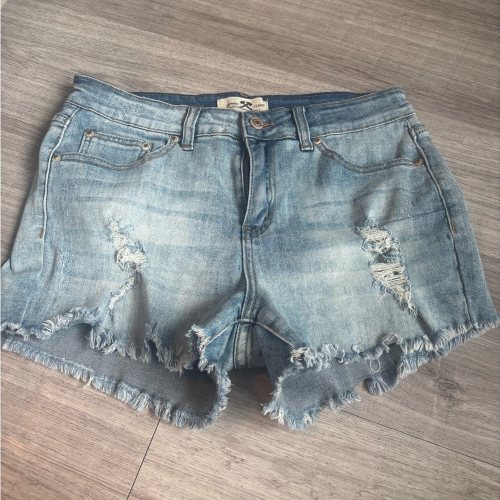 Stylish Distressed Blue Jean Shorts